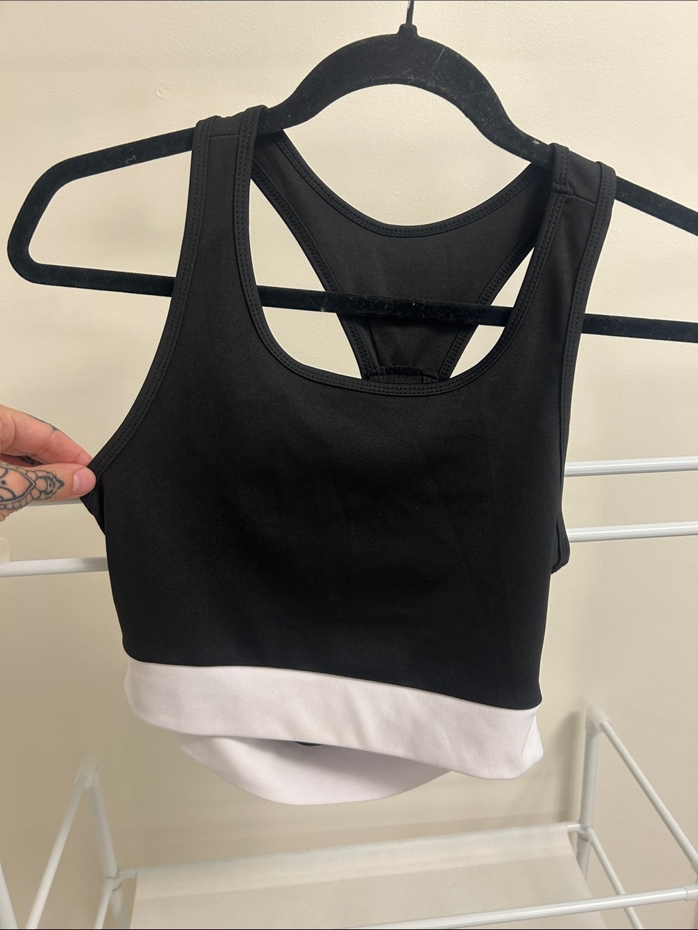 SHEIN Black and White Racerback Sports Bralette